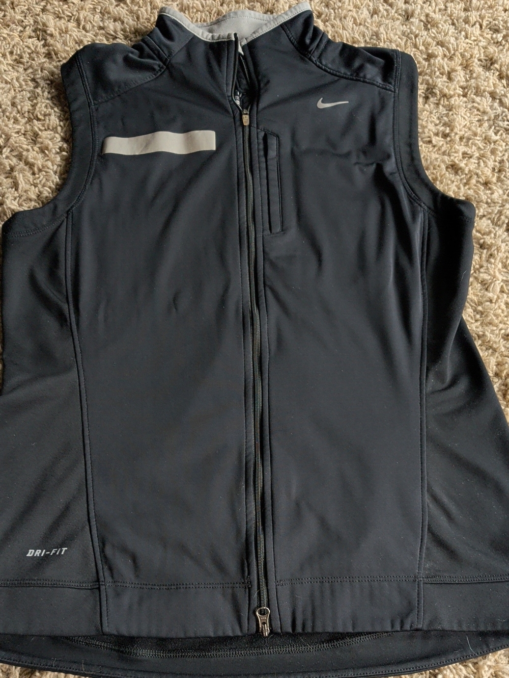 Nike Black Dri-FIT Athletic Zip Running Vest Woman's Size Medium